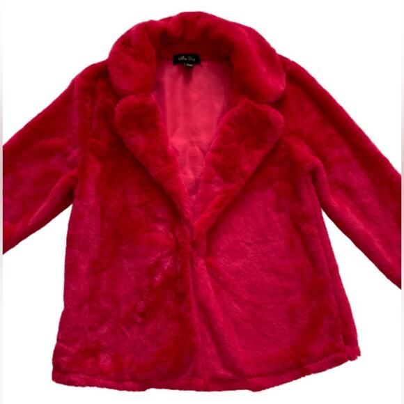 Melissa Paige Coat Faux Fur Red Soft Warm Holiday Teddy Jacket Size Small - Picture 8 of 12